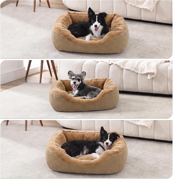 INVENHO Small Dog Bed Washable Orthopedic Calming Warming Durable Pet Bed with Anti-Slip Bottom