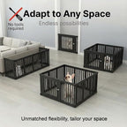 11 Panels Plastic Dog Playpen, Expandable & Durable Pet Fence - Indoor & Outdoor Portable with Secure Locking Door, Durable Safety Play Pen with Puppy, Cat, Small Animal(Black, 23.62" H)