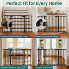 Cumbor 30-54" Extra Wide Baby Gate for Stairs & Auto Close Dog Gate Black | Dual Lock Easy Install Pet Gate for Doorways, Hallways & Kitchen, Pressure Mounted, Easy Walk Thru Safety Proofing