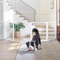 Snagle Paw Extra Wide Dog Gate,Free Standing Dog Fence with Door, Up to 104 Inch Wide Pet Gate with Support Feet for Stairs, Hallways, Doorways, Yard (White, 4 Panels)