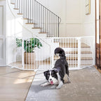 Snagle Paw Extra Wide Dog Gate,Free Standing Dog Fence with Door, Up to 104 Inch Wide Pet Gate with Support Feet for Stairs, Hallways, Doorways, Yard (White, 4 Panels)