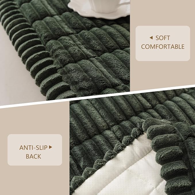 Couch Arm Covers for Dogs, Non Slip Plush Chair Covers Washable | Thick Plush Couch Protector for Chair / Armrest / Backrest, Sofa Slipcovers Against Fur, Dirt, Moss Green, 27.6" x 27.6"