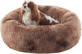 30 in Faux Fur Fluffy Donut Dog Bed for Medium Dogs,Tie-dye Brown | Calming Plush Round Pet Bed with Removable & Washable Cover,Fits up to 45 lbs Pets