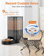 HoneyGuaridan 5L Automatic Cat Feeder for Two Cats, 2.4/5G WiFi Smart Feed Pet Feeder with Stainless Steel Bowl,APP Control Dispenser, Dual Power Supply,Desiccant Bag,10s Meal Call Black | Pet Feeder with Stainless Steel Bowl,APP Control Cat Food Dispe...