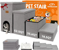 Zerbuger Dog Stairs with Storage, Grey 4 Steps Dog Ramp with Condo for Bed | 23" H Wider Dog Steps for High Beds Couch, Folding Storage Pet Stairs Gift for Climbing Small/Medium/Large Old Dogs Cats