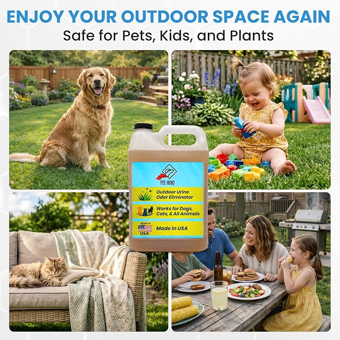 Pee Hero Turf Odor Eliminator for Dogs 1 Gallon Concentrate (Makes 16 Gallons Solution), Cat Urine Odor Eliminator - Dog Urine Odor Eliminator Concentrate, Turf Cleaner for Pet Urine Outdoor