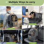 Morpilot Expandable Cat Carrier Backpack for Small Dogs & Cats Up to 12lbs, Breathable Mesh Pet Travel Backpack with Safety Leash, Foldable Airline Approved Carrier for Hiking Camping Outdoor, Grey