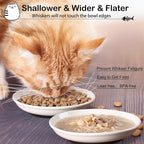 WROSWT Cat Food Bowl,Healthy Ceramic Cat Bowls for Indoor Cats,Anti Whisker Fatigue Cats Dishes Set,Shallow Wide Kitten Plates for Food and Water,Non-Slip Silicone Bottom,6 Pack