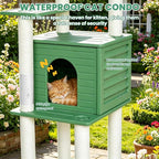 Outdoor Tall Weatherproof Cat Tree Tower with PE Board and Cat Scratch Post | 72in Green Multi-Level Cat Tree with Spacious Cat Condo,Waterproof Board,Easy to Assemble&Clean,for Indoor&Outdoor Use CTT-4