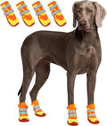 Lelepet 4pcs Dog Shoes for Hot Pavement,Dog Booties for Large Size Dogs | Reflective Paw Protector for Outdoor Walking/Hiking,Anti-Slip Puppy Shoes with Secure Double-Straps,Orange,XXL