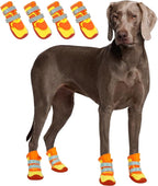 Lelepet 4pcs Dog Shoes for Hot Pavement,Dog Booties for Large Size Dogs | Reflective Paw Protector for Outdoor Walking/Hiking,Anti-Slip Puppy Shoes with Secure Double-Straps,Orange,XXL