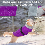 Lelepet Dog Winter Coats for Large Dogs Dog Jacket with Adjustable Buckle | Waterproof Reflective Pet Fleece Vest Windproof Cold Weather Coats with Adjustable Buckle & Leash Hole, Turtleneck, XXXL