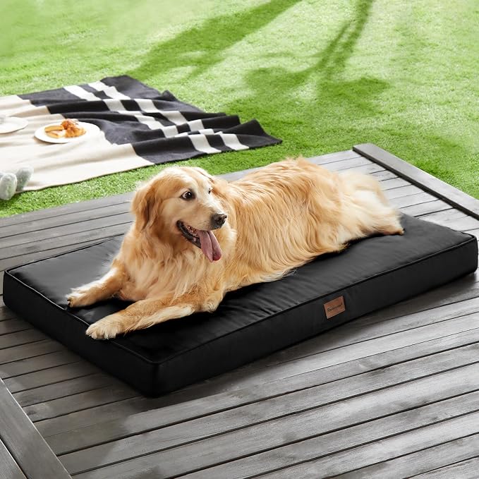 BFPETHOME Outdoor Dog Beds for Large Dogs, Waterproof Dog Bed for Medium, Large, Extra Large Dogs, Orthopedic Pet Bed with Removable Washable Cover, Egg Crate Foam Pet Bed Mat. (30 x 20in, Black)
