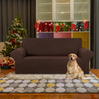 Stretch Loveseat Couch Cover, 2 Cushion Couch Slipcover,Chocolate | 1-Piece Washable Sofa Cover Pet Friendly (55"-78") Furniture Protector Soft Jacquard, Elastic Bottom for Dogs & Kids
