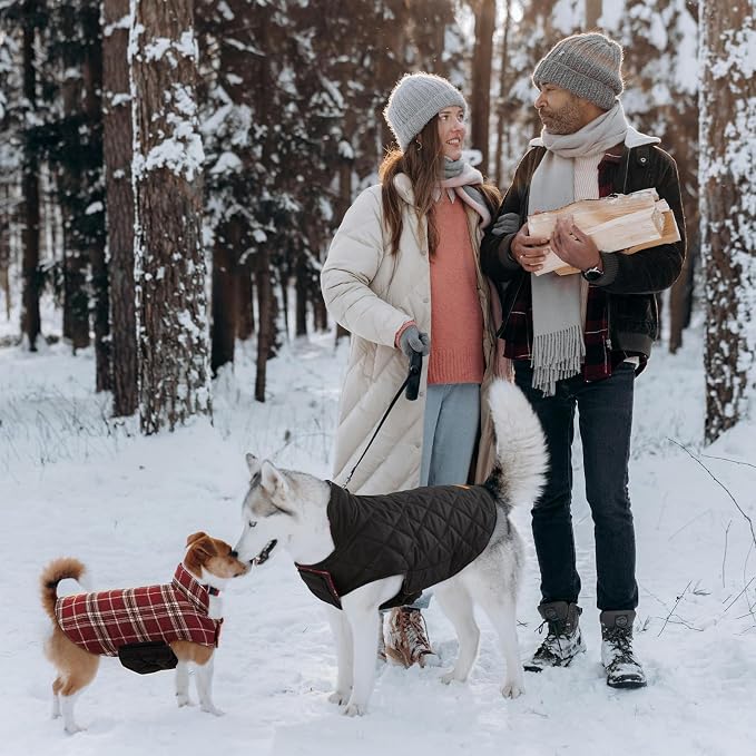 Kuoser Warm Dog Coat, Waterproof Dog Jacket for Extra Large Dogs, Red XL | Adjustable Durable XL Doggie Winter Coat Reversible Cozy Puppy Cold Weather Apparel from Small to Large Breed