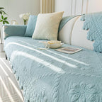 Cotton Quilted Dog Couch Cover for Sofa Farmhouse Rustic Embroidery Sectional Couch Cover Soft Anti-Slip Sofa Slipcover Furniture Protector for Kids, Pets (Blue,28"x70")