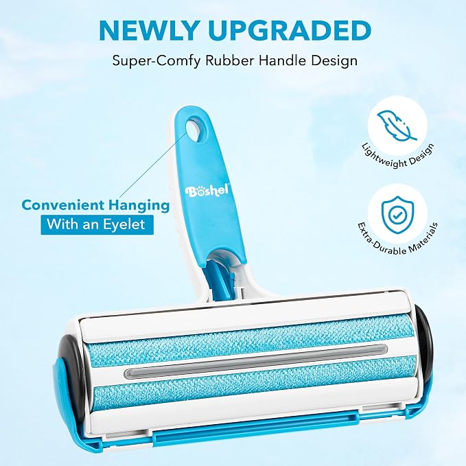 Pet Hair Remover for Laundry - Lint Roller for Pet Hair - Dog Hair Remover with Hair Base - Pet Fur Remover with Comfy Rubber Handle - Easy Clean Pet Hair Remover Roller for Couch