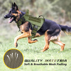 WINGOIN Green Tactical Dog Harness for Extra Large Dogs,No Pull Dog Harness | Heavy Duty with Handle,Adjustable Reflective,Military K9 Style,Big Size Dog Vest,for Great Danen,for Walking Training Hunting