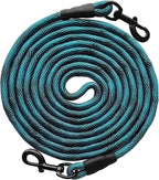 BTINESFUL 8/12/20/30/50/75ft Dog Tie Out Long Tether Rope Dog Lead for Yard | Large Medium Dogs Outdoor Training, Playing, Camping, or Backyard (75ft, Blue Black)
