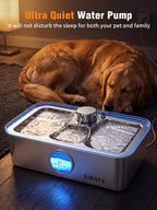 SIBAYS 4.5Gal/17L Dog Water Fountain, Large Capacity Stainless Steel Pet Water Fountain with Water Level LED Light, Ultra Quiet Dog Water Bowl Dispenser for Large Dogs & Multi-Pet, Easy to Clean FS83