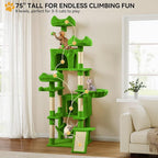 YITAHOME 75inch Cat Trees for Large Cats | Cat Tower for Indoor Cats with Scratching Post, Hammock, Cat Condo, Green