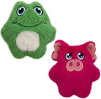 KONG Snuzzles Kiddos Mini Extra Small Dog Toy - Soft Plush Squeaky Toy for Small Dogs & Puppies (Frog/Pig Combo)