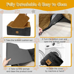 Dog Car Seat for Medium/Large Dog Booster Seat Under 60 lbs or 2 Small Dogs, Multi-Functional Pet Car Seat with Thick Cushion, 2 Safety Leashes(BlackBrown)