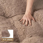 EHEYCIGA Fluffy Dog Crate Bed for Extra Large Dogs, Plush Faux Fur Crate Pad, Calming Anti Anxiety XL Dog Bed, Washable Soft Warm Mat with Non-Slip Bottom, Camel