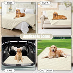Smiry Waterproof Reversible Pet Couch Covers for Dogs | Pet Friendly, Soft Fabric, Washable Sofa Furniture Protector for Dogs Cat Kids, Checkered (40"x90", Beige/Beige)