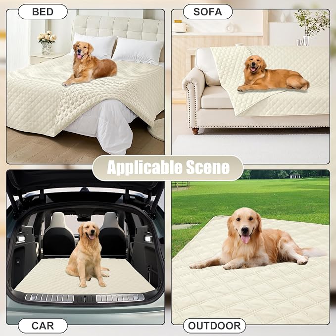 Smiry Waterproof Reversible Pet Couch Covers for Dogs | Pet Friendly, Soft Fabric, Washable Sofa Furniture Protector for Dogs Cat Kids, Checkered (40"x90", Beige/Beige)