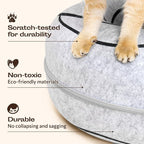 Peekaboo Cat Cave Donut - Cat Tunnel Bed for Indoor Cats – Cute Patterns Hideaway for Multiple & Large Cats, Scratch-Resistant (Light Gray)