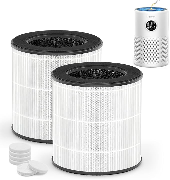 Tailulu D10 Official Air Purifier Replacement Filter（2 Pack） | H13 True HEPA Air Filter Removes Smoke, Odor, Dust, Pet Hair