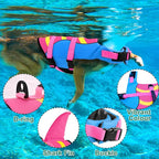 Fragralley Shark Fin Dog Life Jacket High Buoyancy, Adjustable Dog Life Vest with Quick Release Buckles & Rescue Handle for Swimming Boating, Small Medium Large Dogs