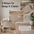 Cat Litter Mat, 23.5x16 Silicone Trapping Mat Beige | for Kitty Litter Box, Easy Clean, BPA Free Rubber, Center Litter Collection, Easy Pour-Back, Waterproof, Odor-Resistant