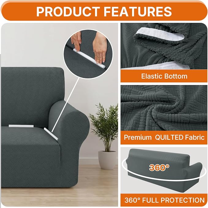 XINEAGE Stretch 4 Seater Slipcover, Non-Slip Pet Couch Cover,Light Green | Washable Furniture Protector, Elastic Bottom, Dogs & Cats Friendly, Scratch-resistant, Fast Setup, High Elasticity