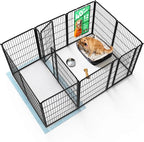 FXW Homeplus Indoor Dog Playpen with Divider Connectors, 40" H, 12 Panels | Calm Indoor Play Area, Two-Zone Layout, For Medium & Large Dogs, Patented