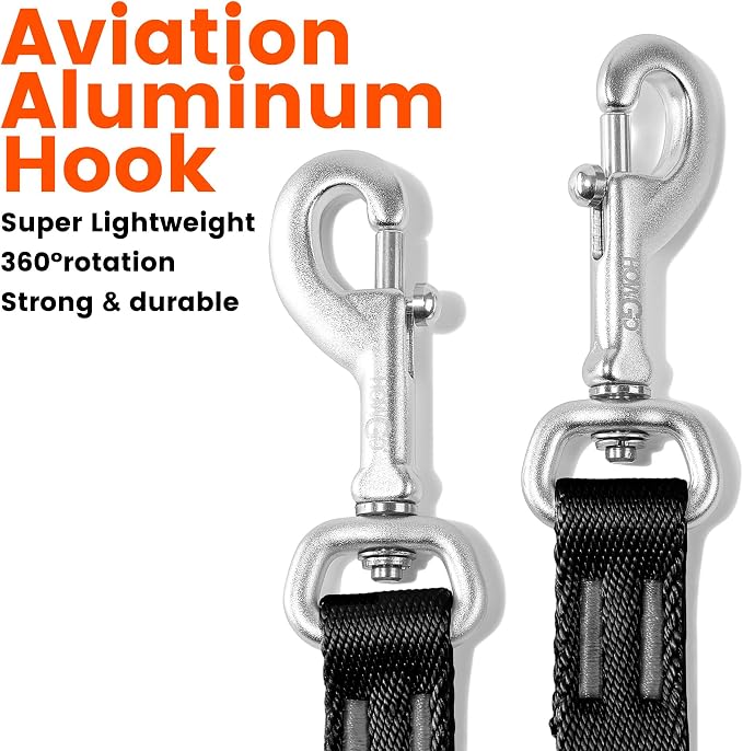 HOWGO Double Dog Leash,Tangle-Free 360 Swivel(Orange, Pro M-L Splitter) | Individually Adjustable Length, Coupler Leads 2 Dogs,Aviation Aluminum Hooks,Durable Nylon,No-Tangle Walking,All Breeds