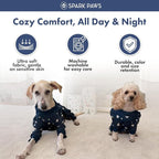 Spark Paws Dog Pajama, Dog Recovery Suit Male, Onesie, Ultra-Soft and 4-Way Stretch, for Small Medium and Large Breeds - Stars - L