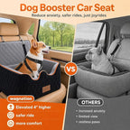 Dog Car Seat for Small/Medium Dogs Under 35lbs, Pet Booster Seat with 4In Memory Foam Cushion, Fully Detachable and Washable, Travel Dog Carseat with Storage Pocket and Safety Belt