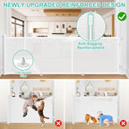 EZIGO 196 Inch Retractable Baby Gates, 41 Inch Extra Tall Retractable Gate | Reinforced Retractable Dog Gate with Rods, 16.3FT Extra Long Mesh Pet Gate for Stairs Hallways Doorway Indoor Outdoor, White