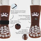 EXPAWLORER Anti Slip Dog Socks to Prevent Licking Paws, Dog Shoes for Hot Pavement, Dog Booties for Small Medium Large Senior Dogs, Traction Control Boots & Paw Protectors for Hardwood Floors Coffee