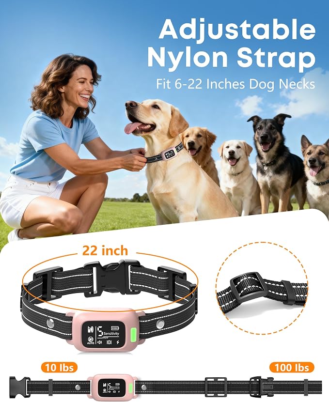 2-in-1 Dog Bark Collar & Training Collar with Remote, 4500FT Range | Shock Collar with Automatic Anti-Bark Control, IPX8 Waterproof Receiver, LED Light, and Adjustable Fit for All Breed