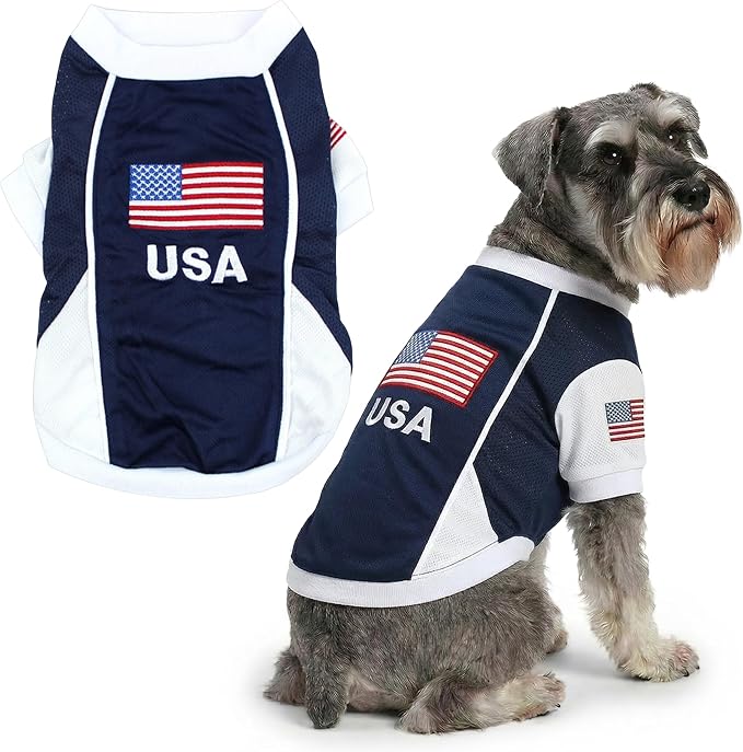 Parisian Pet USA Dog Jersey - Breathable Mesh Puppy Football Jersey - Lightweight Stretch Sporty Dog Clothes - Summer Shirts for Large Dogs - Soccer Jersey for Dogs - Sportswear Pet Clothes