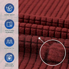 Stretch Oversized Couch Covers for Sofa Slipcover,Dark Red | 1-Piece Washable Sofa Cover (94"-110") 4-Seater Furniture Protector, Soft Jacquard Non-Slip Elastic Bottom for Dogs & Kids