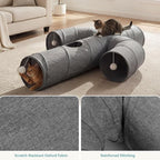 Ownpets Cactus Cat Tunnel 10" with Peek Holes for Indoor Large Cat, Grey | Durable Oxford fabric, noise-free, foldable & connectable, multi-cat friendly, tube for cats up to 20lb, includes ball & wand