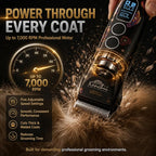 Kenchii Flash 5 Professional Dog Grooming Clippers, Cordless 5-Speed Pet Hair Trimmer for Thick Coats & Matted Fur, Quiet Heavy Duty Clipper, 5-in-1 Adjustable Blade, LCD Display, USB-C (Wolf Edition)