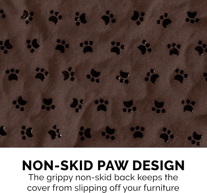 Furhaven Waterproof & Non-Slip Recliner Chair Cover Protector w/ Side Pockets for Dogs, Cats, & Children - Quilted Paw Print Living Room Furniture Cover - Espresso, Recliner
