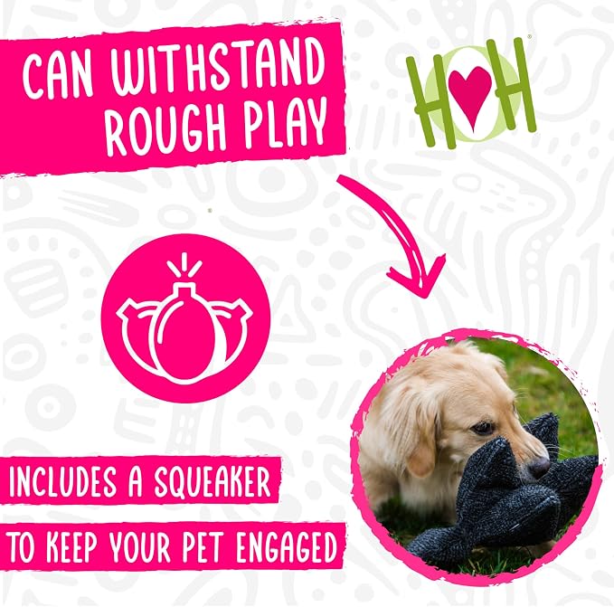 HuggleHounds Plush Dog Toy - Fuzzy Dog Toys, Soft Plush, for Small and Large Breeds with Squeaker - Lester Lamb, Large