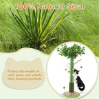 46" Tall Cat Scratching Post, Natural Sisal Cat Tree for Indoor Adult Cats | Vertical Cat Scratch Post for Body Stretching, Self-groomer Brush, Stable 3-layer Solid Wood Base, Interactive Ball Track Toy