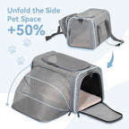 Petsfit Medium Expandable Cat Carrier for Air Travel, Up to 13 lb | 17 x 11 x 11 in; sized for Delta Air Lines, with locking zippers, a handy D-ring, large pocket and multi-side ventilation.
